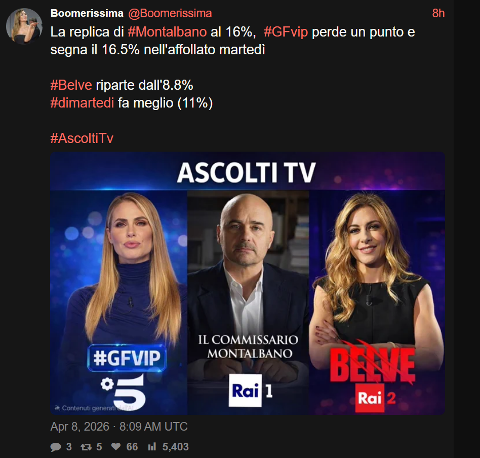 Il tweet dell'account citato "boomerissima"