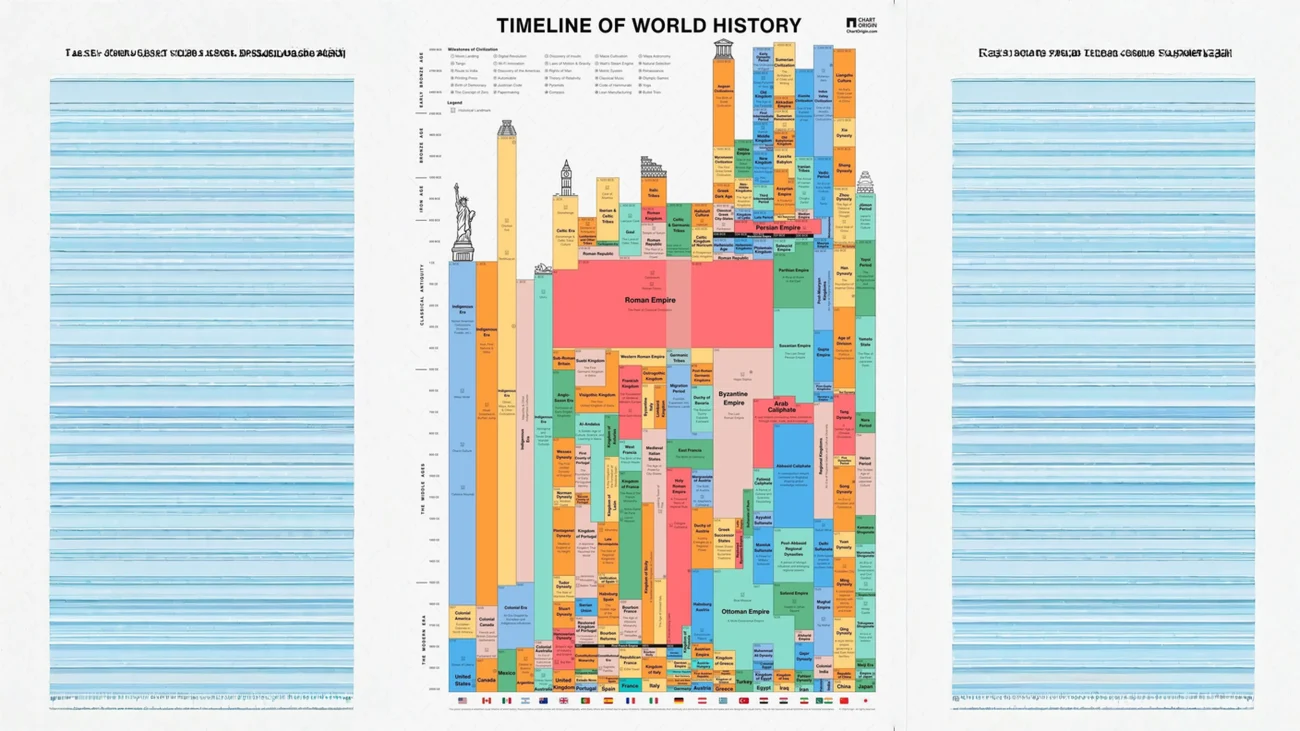 Infografica della linea del tempo della storia mondiale: come si legge senza farsi ingannare