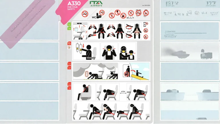Perché le safety card degli aerei sono tutte diverse: il vuoto normativo dietro la grafica